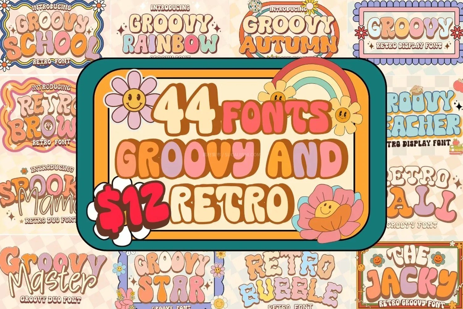 44款可爱迷幻复古英文艺术字体合集